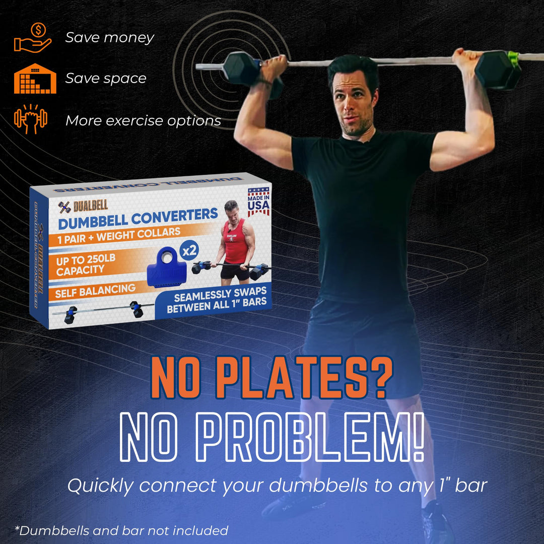 Dualbell Pair Connect Dumbbells to Barbell for Full-Body Strength Training | Adjustable Dumbbell-to-Barbell Conversion System | DreamchaserHQ