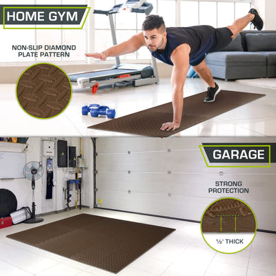 ProsourceFit Puzzle Exercise Mat ½ in, EVA Interlocking Foam Floor Tiles for Home Gym, Mat for Home Workout Equipment, Floor Padding for Kids, Black, 24 in x 24 in x ½ in, 24 Sq Ft - 6 Tiles - Dreamchaser Headquarters