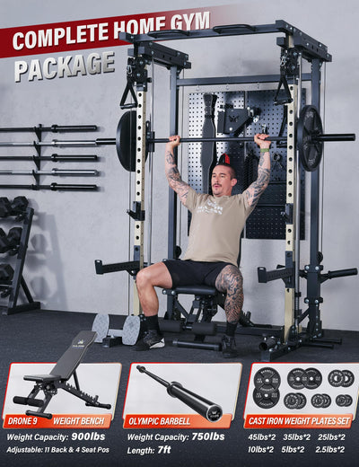 Major Fitness Drone3 Machine – All-in-One Home Gym Squat Rack with Weight Bar, Cable Crossover Machine - Dreamchaser Headquarters