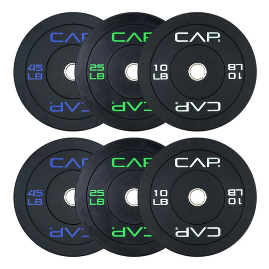 CAP Olympic Bumper Plate Weight Set 100–370LB for Home Gyms