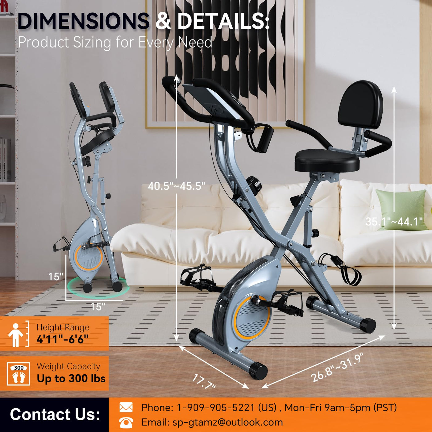 Compact foldable exercise bike suitable for small apartments and easy storage.