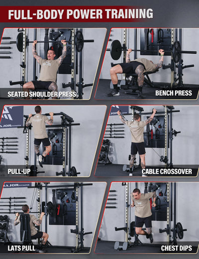 Major Fitness Drone3 Machine – All-in-One Home Gym Squat Rack with Weight Bar, Cable Crossover Machine - Dreamchaser Headquarters