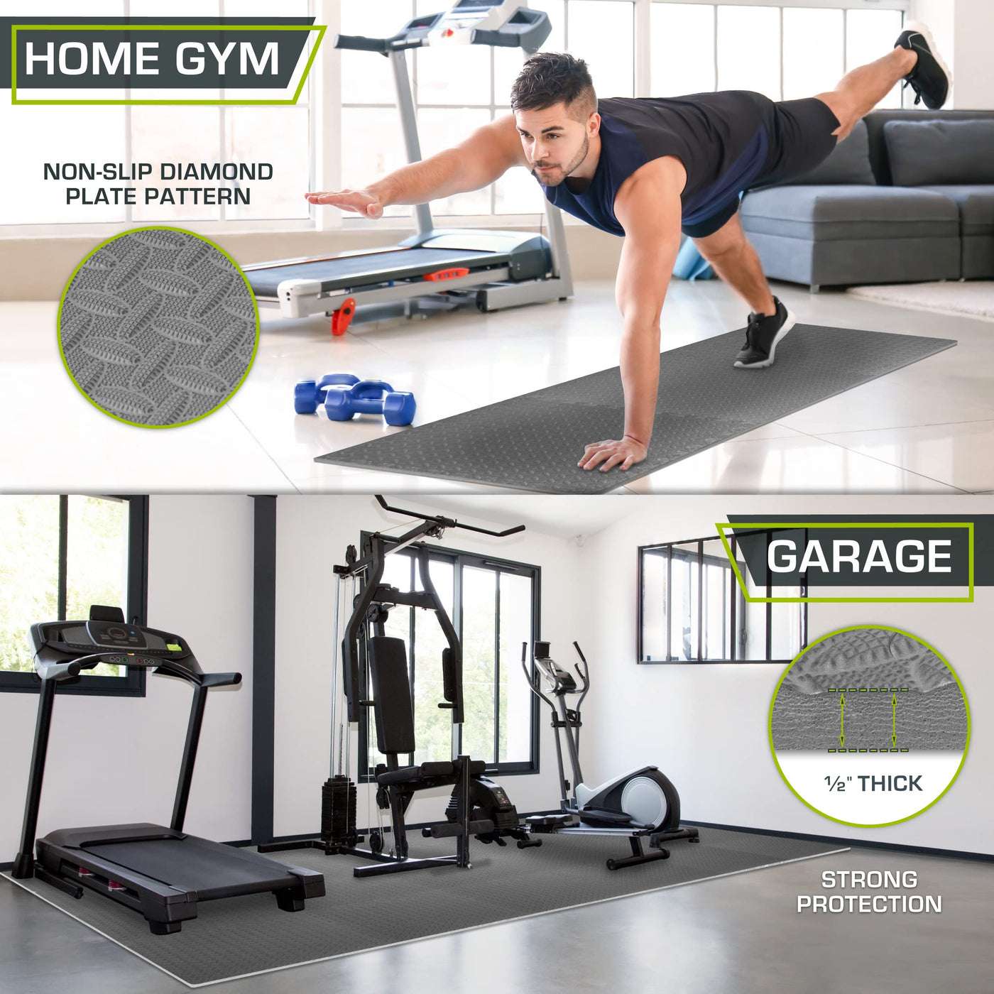ProsourceFit Puzzle Exercise Mat ½ in, EVA Interlocking Foam Floor Tiles for Home Gym, Mat for Home Workout Equipment, Floor Padding for Kids, Black, 24 in x 24 in x ½ in, 24 Sq Ft - 6 Tiles - Dreamchaser Headquarters