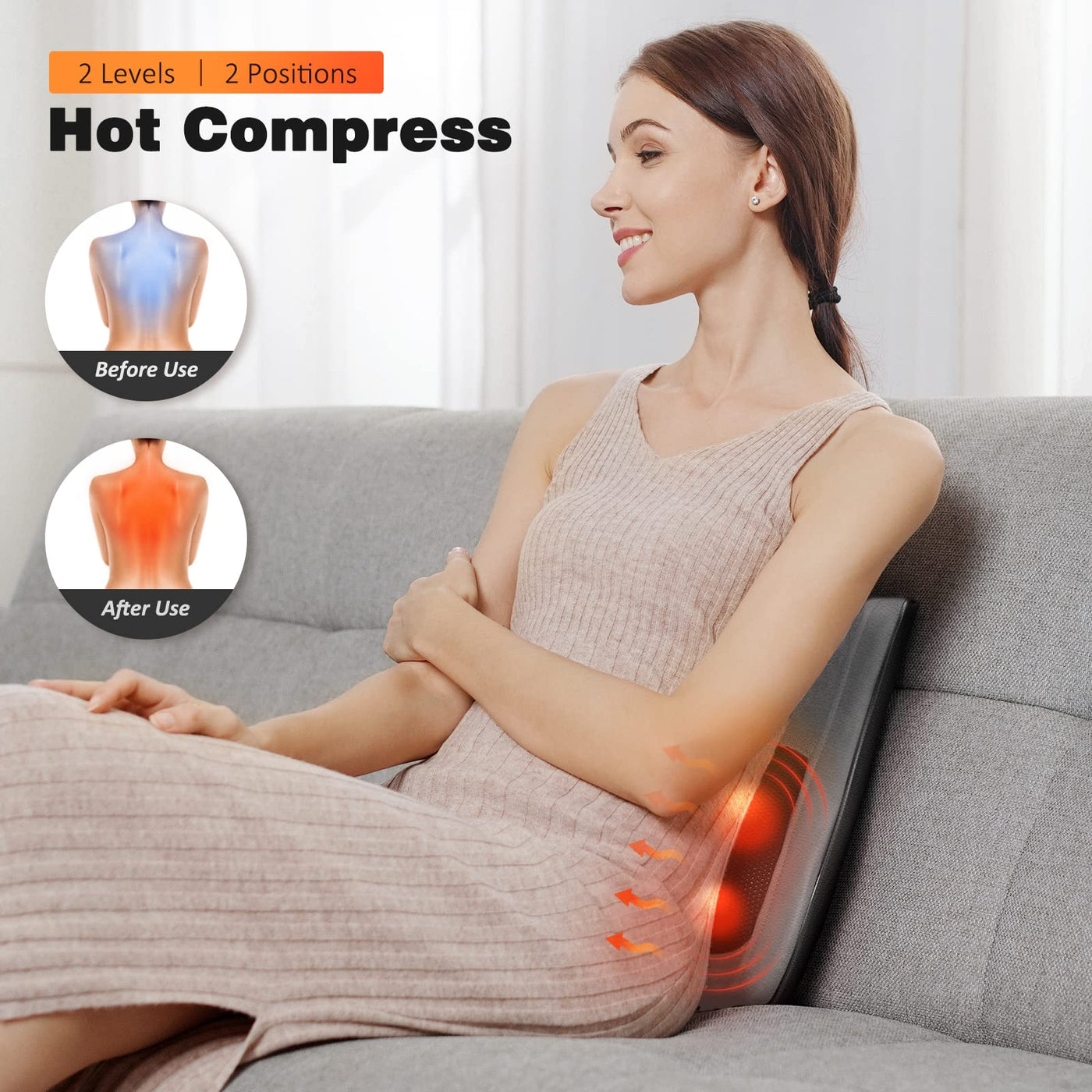 Compact and portable Boriwat Back Massager with Heat, perfect for home use or travel.
