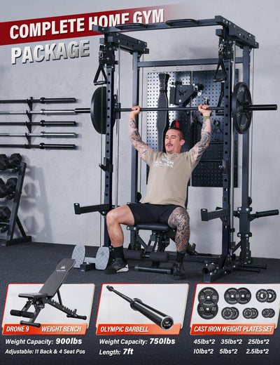 Major Fitness Drone3 Machine – All-in-One Home Gym Squat Rack with Weight Bar, Cable Crossover Machine - Dreamchaser Headquarters