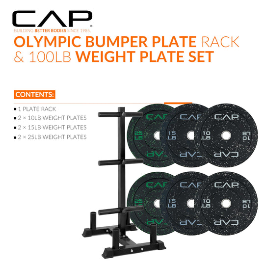 CAP Olympic Bumper Plate Weight Set 100–370LB for Home Gyms