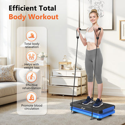 AXV Vibration Plate used with resistance bands, a versatile weight loss vibrating platform for total body workouts.
