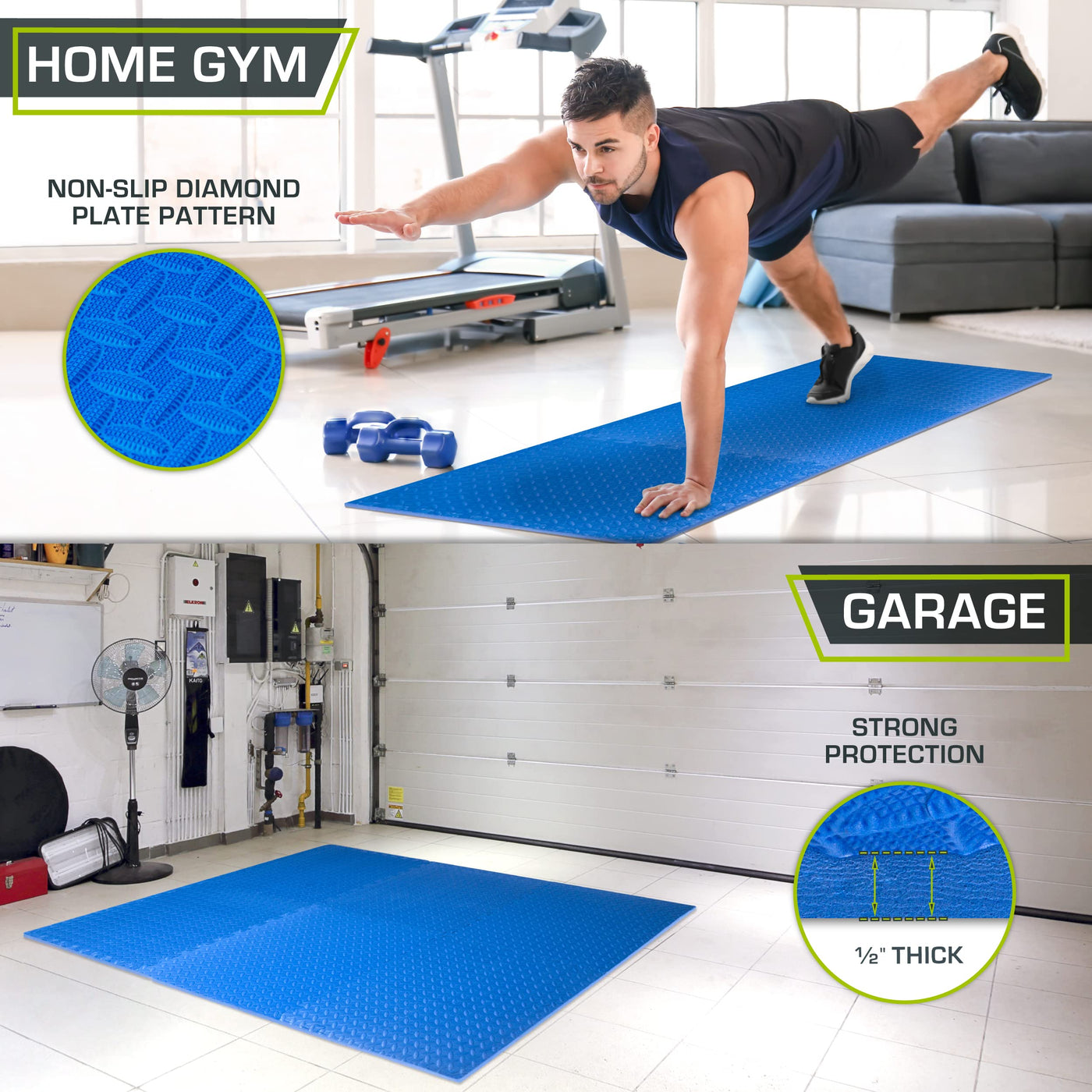 ProsourceFit Puzzle Exercise Mat ½ in, EVA Interlocking Foam Floor Tiles for Home Gym, Mat for Home Workout Equipment, Floor Padding for Kids, Black, 24 in x 24 in x ½ in, 24 Sq Ft - 6 Tiles - Dreamchaser Headquarters