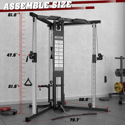 DONOW Cable Crossover Machine, Cable Fly Machine Home Gym System Workout Station with Dual Pulley System Pull-Up Bar Cable Bar and LAT Pull Down System (DN-5011) - Dreamchaser Headquarters
