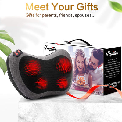 Car Adapter Included - Versatile massage pillow with heat designed for home, car, or office use.