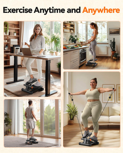 Niceday hydraulic fitness stepper in a home gym setting, showcasing its compact footprint and usability.