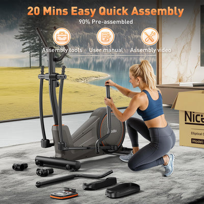 Close-up of the premium features of Niceday’s elliptical trainer for home.