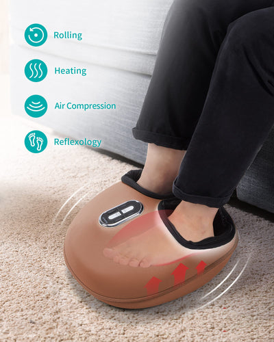 Hands-on review of the Nekteck Foot Massager showing the comfort and effectiveness of its deep tissue foot therapy.