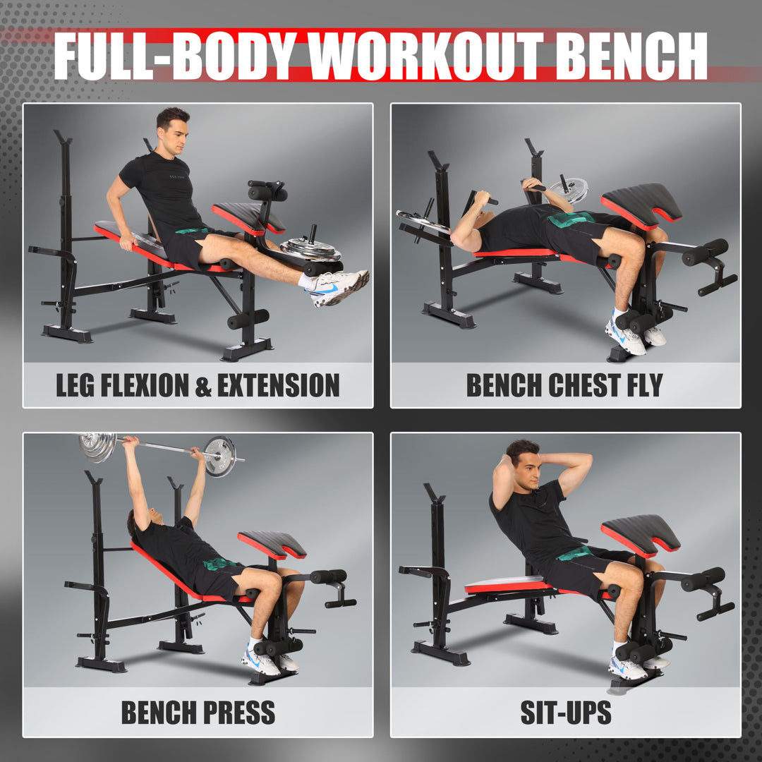 Foldable design of OPPSDECOR 6 in 1 Weight Bench Set, making it convenient home gym equipment for small spaces.
