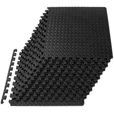 ProsourceFit Puzzle Exercise Mat ½ in, EVA Interlocking Foam Floor Tiles for Home Gym, Mat for Home Workout Equipment, Floor Padding for Kids, Black, 24 in x 24 in x ½ in, 24 Sq Ft - 6 Tiles - Dreamchaser Headquarters