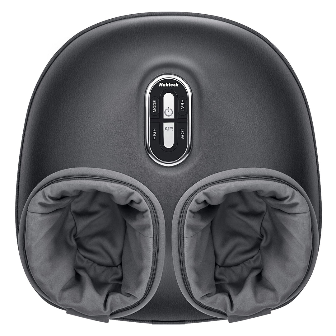 Nekteck Shiatsu Foot Massager Machine in gray provides deep tissue foot therapy with soothing heat and multiple massage modes.