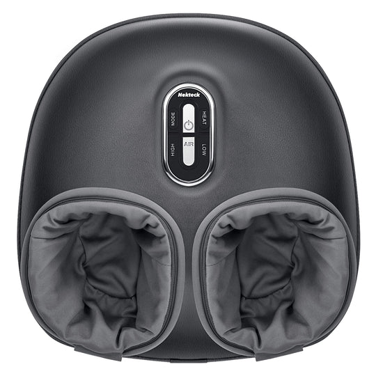 Nekteck Shiatsu Foot Massager Machine in gray provides deep tissue foot therapy with soothing heat and multiple massage modes.