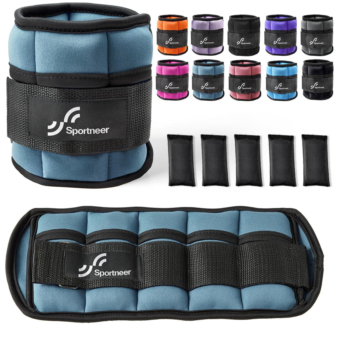Sportneer Adjustable Weighted Ankle Weights Set 1 Pair 2 4 6 8 10 Lbs Leg Weight Straps for Women Men for Gym,Fitness, Workout,Walking, Jogging,1-5 lbs for Each Ankle, 1 Pair 2-10 lbs (Black) - Dreamchaser Headquarters