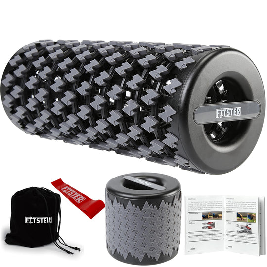 Collapsible Foam Roller for Exercise and Recovery (13 Inches) shown in gray color, highlighting its portable design.
