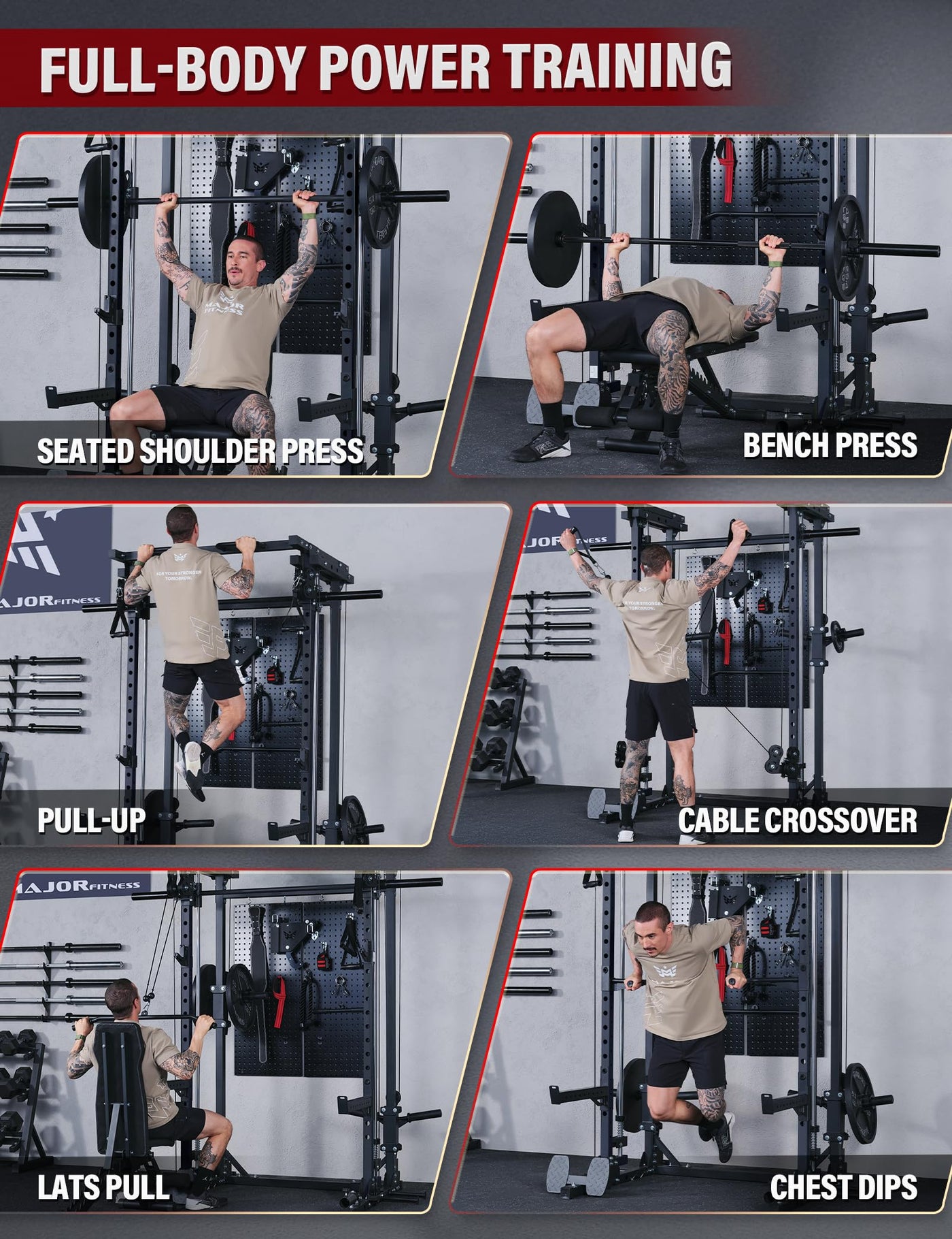 Major Fitness Drone3 Machine – All-in-One Home Gym Squat Rack with Weight Bar, Cable Crossover Machine - Dreamchaser Headquarters