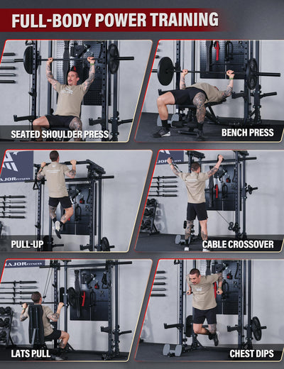 Major Fitness Drone3 Machine – All-in-One Home Gym Squat Rack with Weight Bar, Cable Crossover Machine - Dreamchaser Headquarters