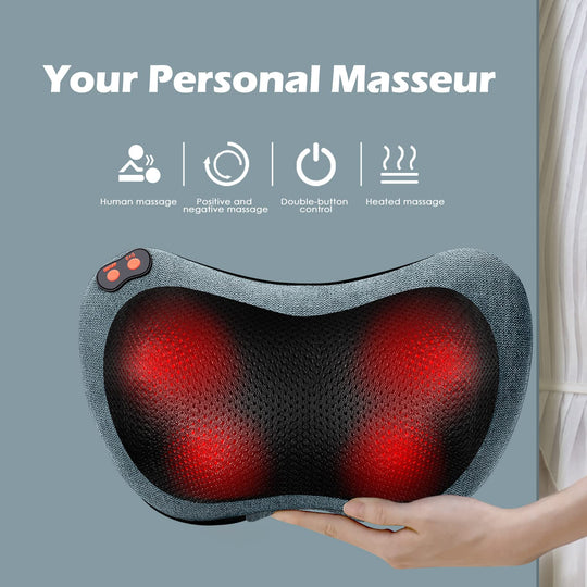 Massage Everywhere You Go - Portable Papillon massage pillow with heat ideal for traveling.