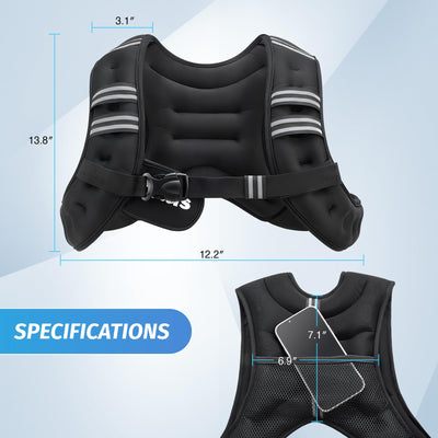 Front view of ZELUS Weighted Vest - Showcasing the adjustable features of the weighted workout vest for comfort.