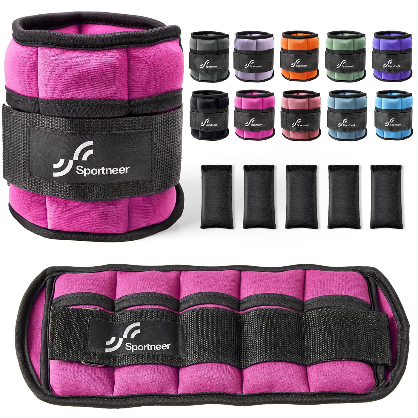 Sportneer Adjustable Weighted Ankle Weights Set 1 Pair 2 4 6 8 10 Lbs Leg Weight Straps for Women Men for Gym,Fitness, Workout,Walking, Jogging,1-5 lbs for Each Ankle, 1 Pair 2-10 lbs (Black) - Dreamchaser Headquarters