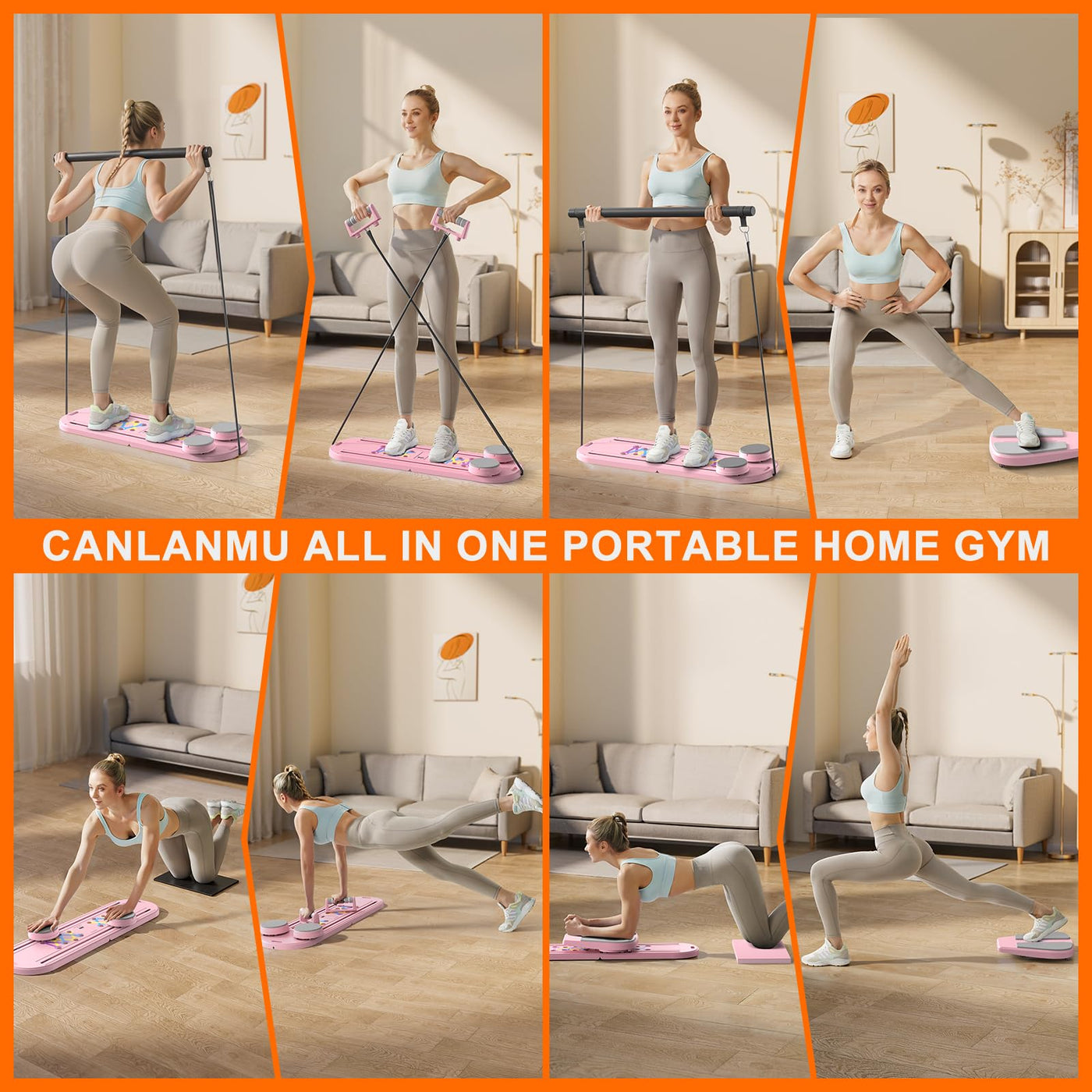 Foldable Pilates Reformer Set - multifunctional ab board designed for easy home use and compact storage.