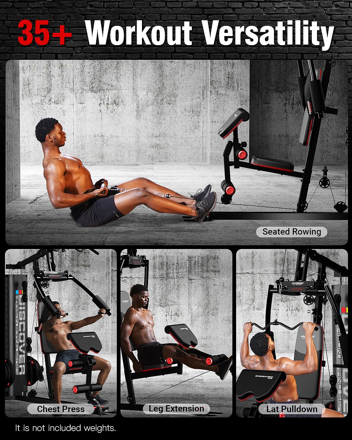 HARISON Home Gym - Full Body Workout Equipment, Exercise Equipment, Fitness Equipment, Multifunctional Home Gym Equipment for Home with Pulley System, Weight Bench, Rowing Machine - Dreamchaser Headquarters