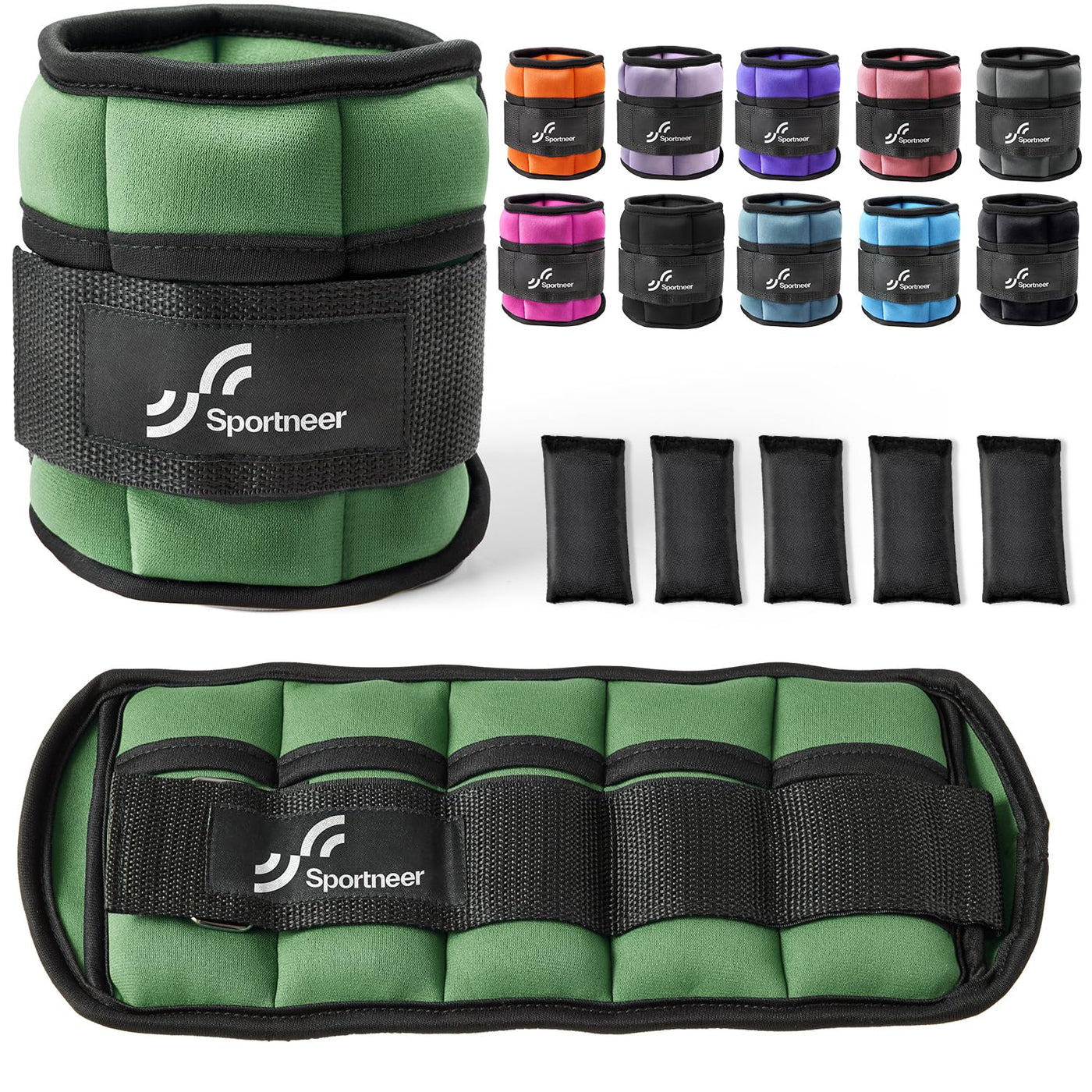 Sportneer Adjustable Weighted Ankle Weights Set 1 Pair 2 4 6 8 10 Lbs Leg Weight Straps for Women Men for Gym,Fitness, Workout,Walking, Jogging,1-5 lbs for Each Ankle, 1 Pair 2-10 lbs (Black) - Dreamchaser Headquarters