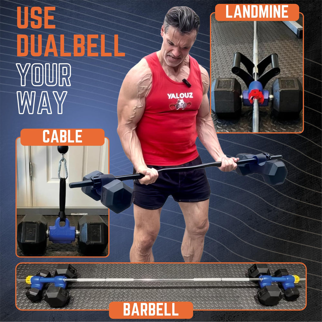 Dualbell Pair Connect Dumbbells to Barbell for Full-Body Strength Training | Adjustable Dumbbell-to-Barbell Conversion System | DreamchaserHQ