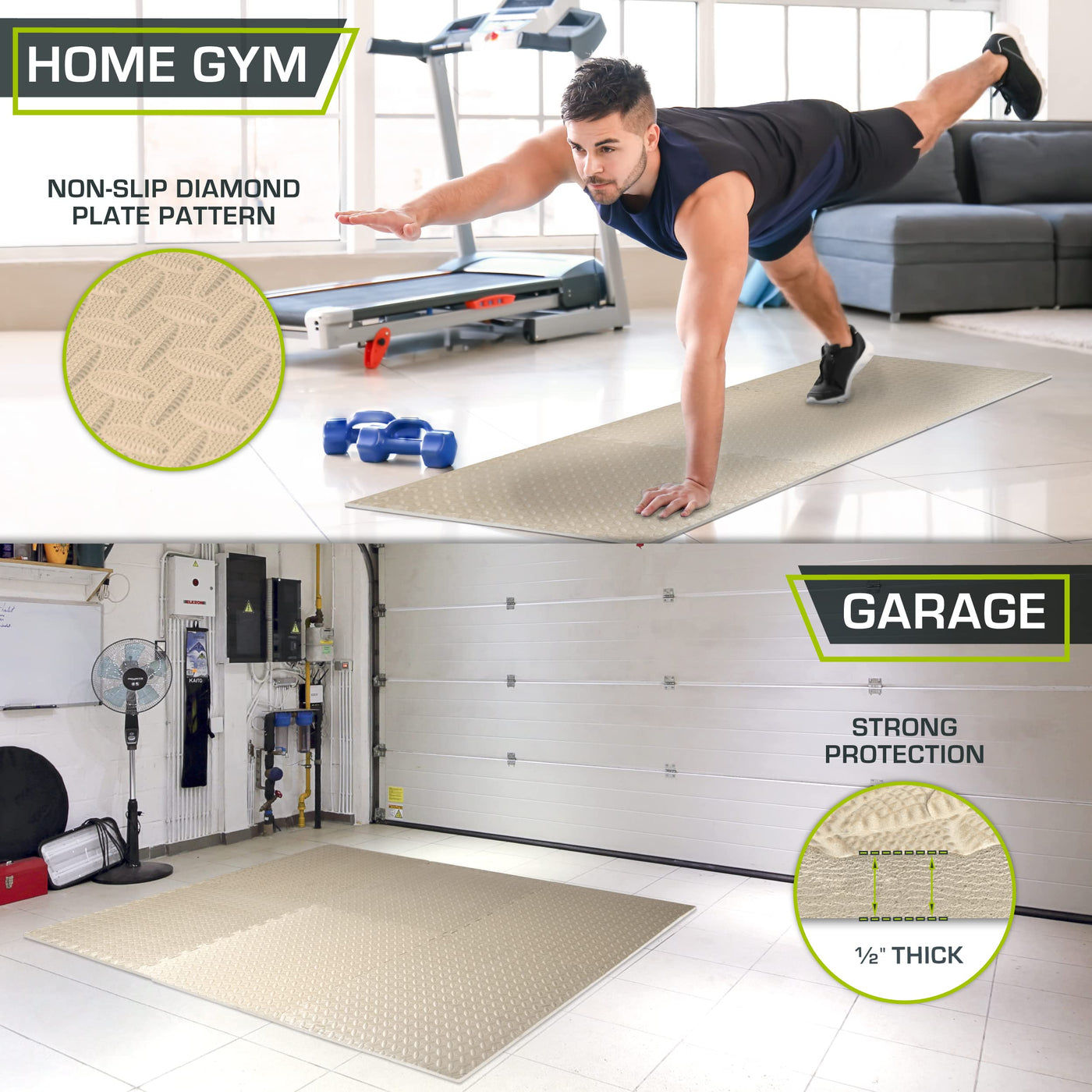 ProsourceFit Puzzle Exercise Mat ½ in, EVA Interlocking Foam Floor Tiles for Home Gym, Mat for Home Workout Equipment, Floor Padding for Kids, Black, 24 in x 24 in x ½ in, 24 Sq Ft - 6 Tiles - Dreamchaser Headquarters