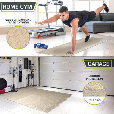 ProsourceFit Puzzle Exercise Mat ½ in, EVA Interlocking Foam Floor Tiles for Home Gym, Mat for Home Workout Equipment, Floor Padding for Kids, Black, 24 in x 24 in x ½ in, 24 Sq Ft - 6 Tiles - Dreamchaser Headquarters