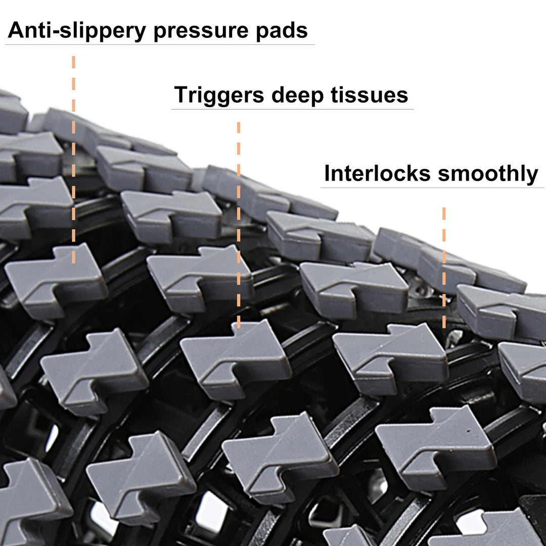 User demonstrating how to use the collapsible foam roller for muscle recovery and post-workout relaxation.