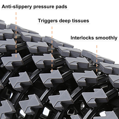 User demonstrating how to use the collapsible foam roller for muscle recovery and post-workout relaxation.