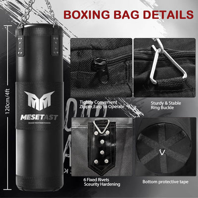 Mesetast Punching Bag for Adults, 4ft Heavy Boxing Bag Set with 12 OZ Gloves for MMA Karate Kickboxing Boxing - Unfilled - Dreamchaser Headquarters