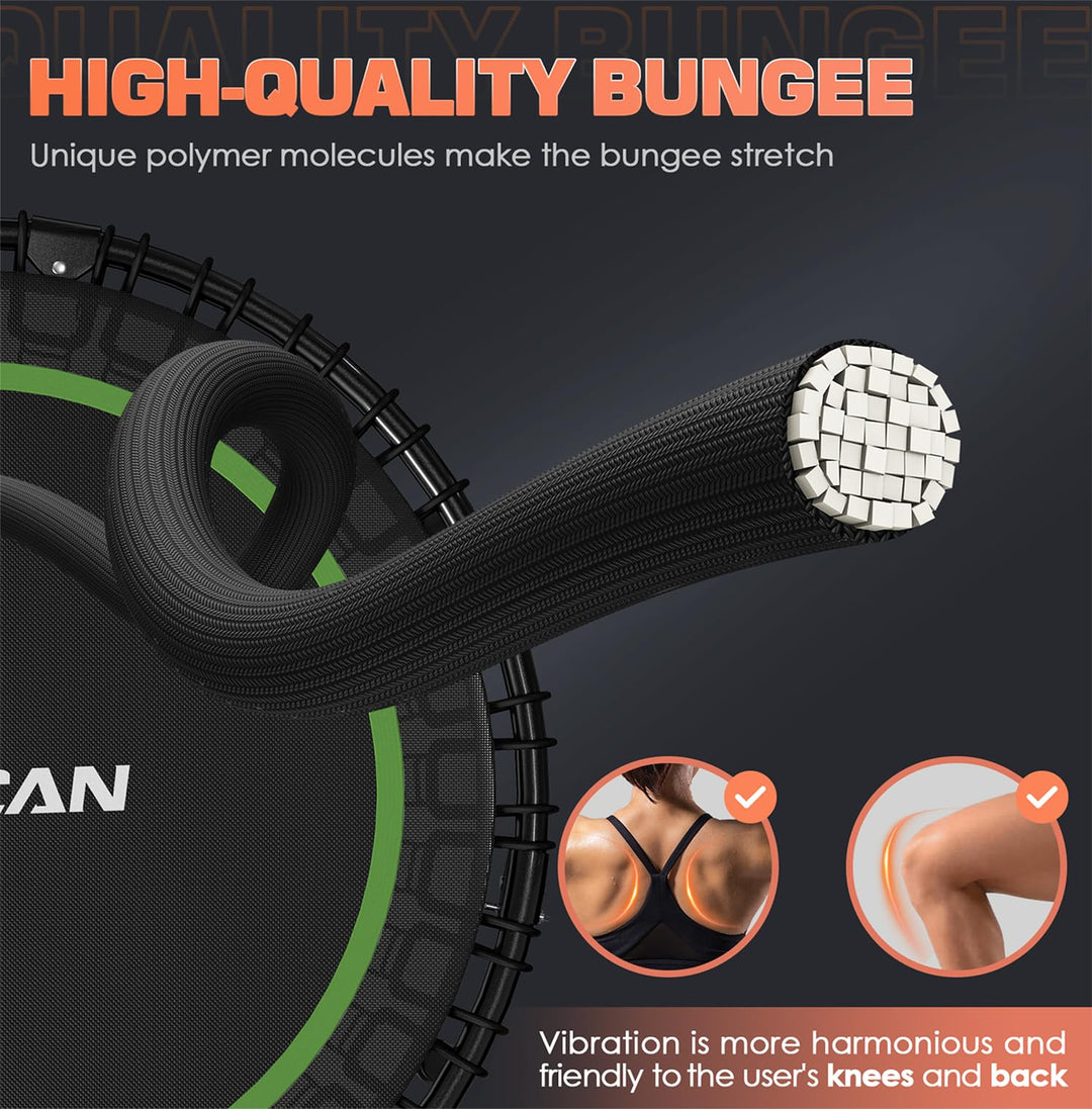 BCAN 40" Fitness Trampoline With Handle - Adjustable Foam, 450 LBS Capacity, Portable &amp; Quiet - Green - Dreamchaser Headquarters