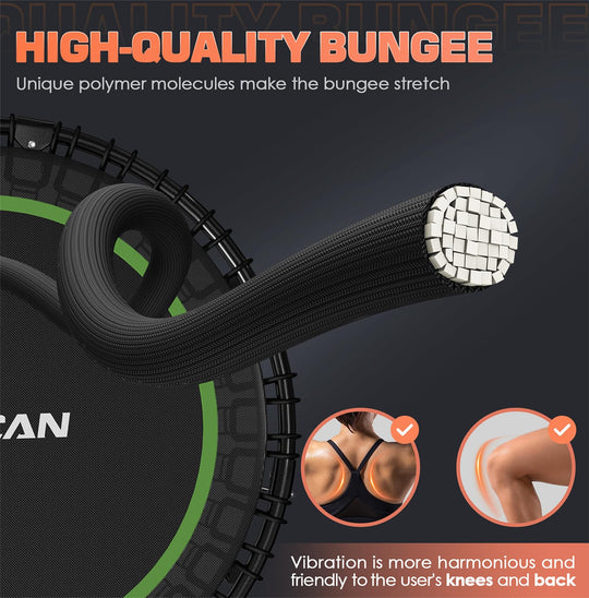 BCAN 40" Fitness Trampoline With Handle - Adjustable Foam, 450 LBS Capacity, Portable &amp; Quiet - Green - Dreamchaser Headquarters