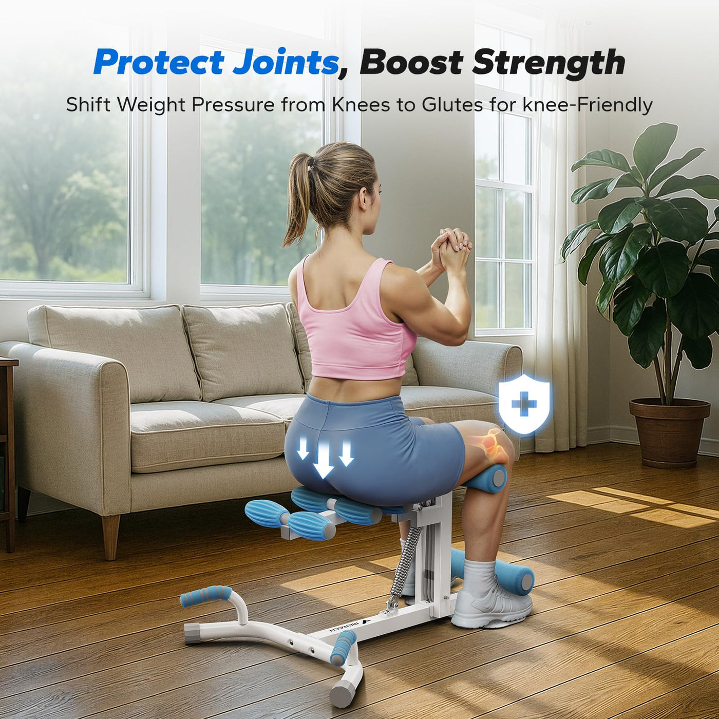 MERACH Deep Squat Machine for Women, Adjustable Glutes Trainer Machine, Core & Leg Exercise, Push Up Workout Equipment at Home Gym(Blue) - Dreamchaser Headquarters