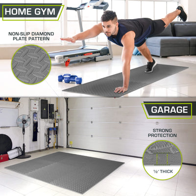 ProsourceFit Puzzle Exercise Mat ½ in, EVA Interlocking Foam Floor Tiles for Home Gym, Mat for Home Workout Equipment, Floor Padding for Kids, Black, 24 in x 24 in x ½ in, 24 Sq Ft - 6 Tiles - Dreamchaser Headquarters