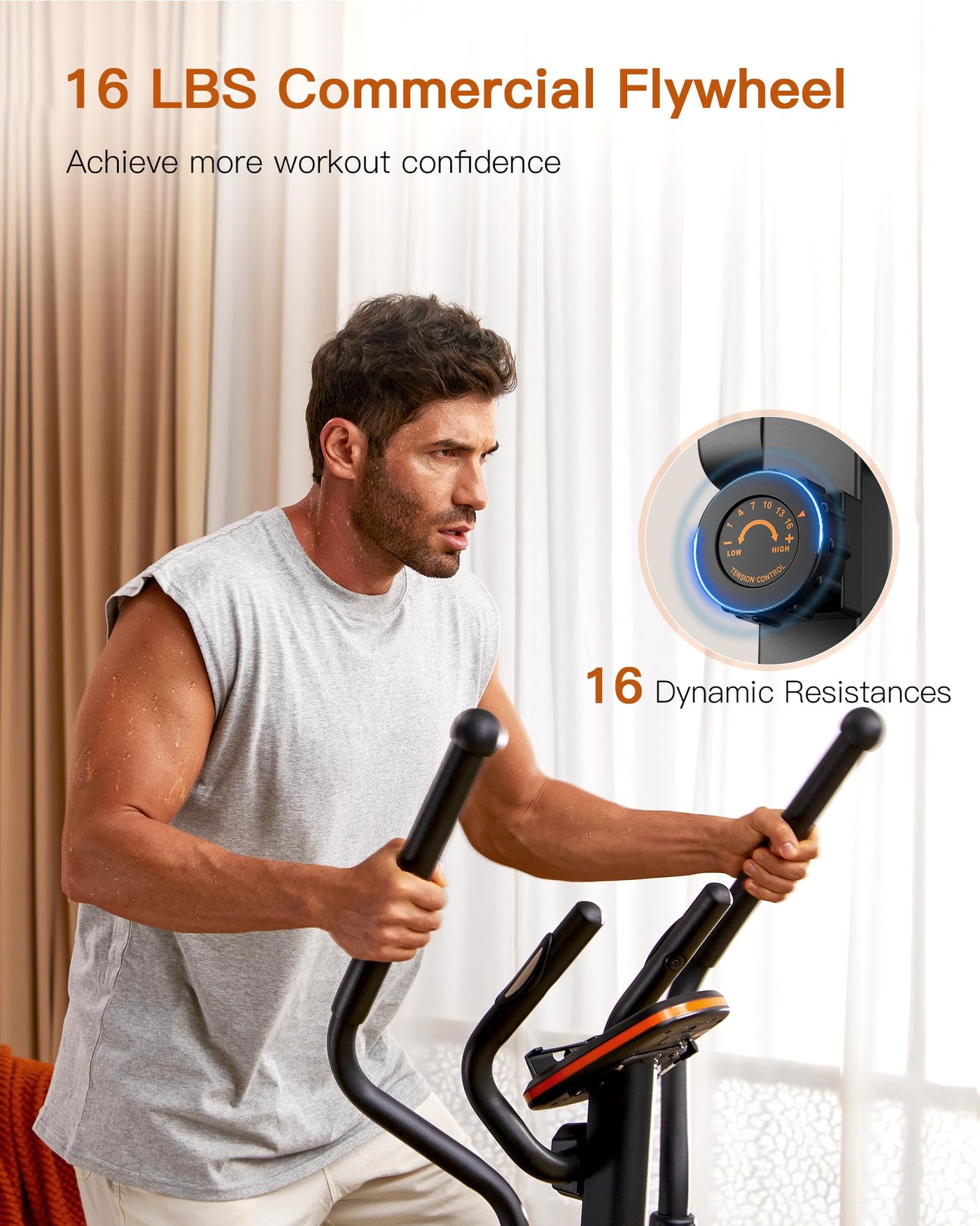The sturdy frame of Niceday's elliptical trainer for home designed to support users up to 400LBS.