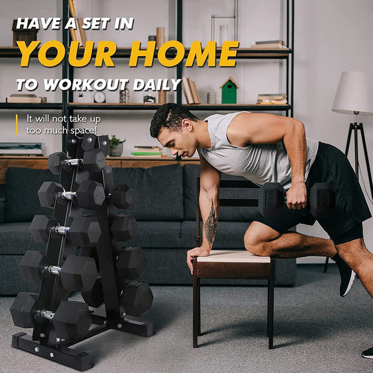 Rubber Hex Dumbbell Set for Full Body Strength Training | DreamChaserHQ