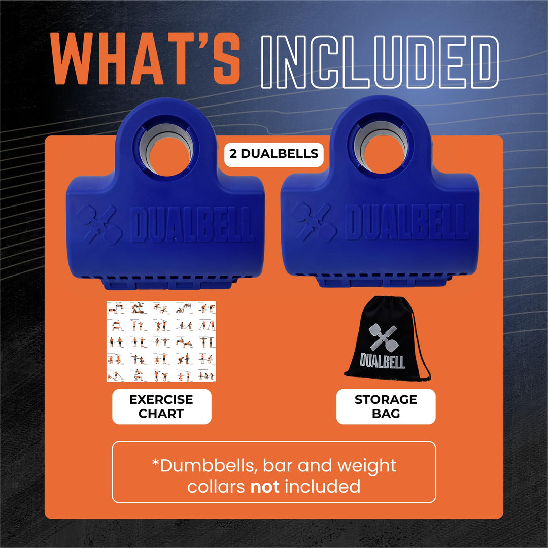 Dualbell Pair Connect Dumbbells to Barbell for Full-Body Strength Training | Adjustable Dumbbell-to-Barbell Conversion System | DreamchaserHQ