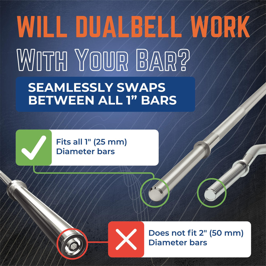 Dualbell Pair Connect Dumbbells to Barbell for Full-Body Strength Training | Adjustable Dumbbell-to-Barbell Conversion System | DreamchaserHQ