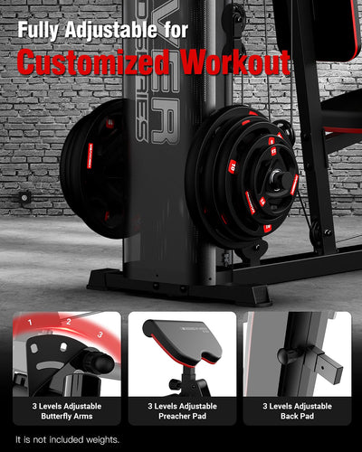 HARISON Home Gym - Full Body Workout Equipment, Exercise Equipment, Fitness Equipment, Multifunctional Home Gym Equipment for Home with Pulley System, Weight Bench, Rowing Machine - Dreamchaser Headquarters
