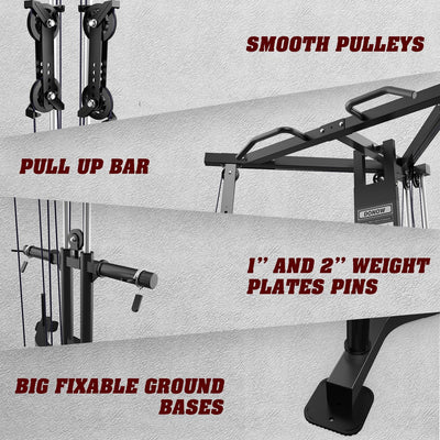 DONOW Cable Crossover Machine, Cable Fly Machine Home Gym System Workout Station with Dual Pulley System Pull-Up Bar Cable Bar and LAT Pull Down System (DN-5011) - Dreamchaser Headquarters