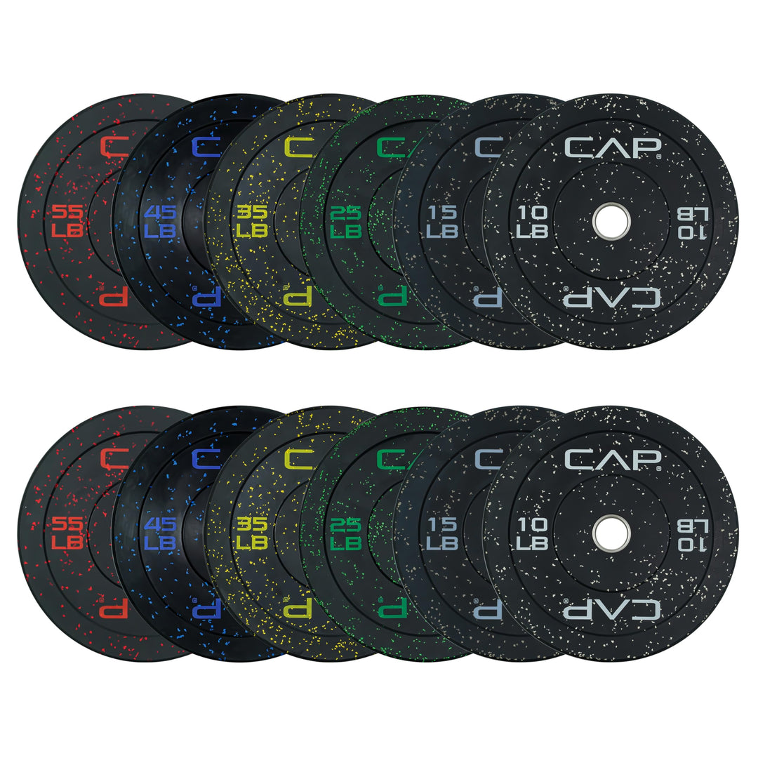CAP Olympic Bumper Plate Weight Set 100–370LB for Home Gyms