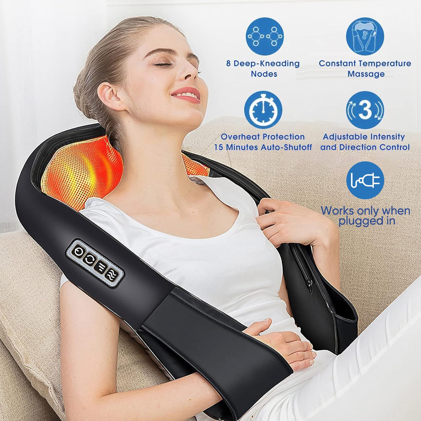 AERLANG heated shoulder massager featuring its heating function, perfect for relaxation and relief.