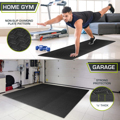 ProsourceFit Puzzle Exercise Mat ½ in, EVA Interlocking Foam Floor Tiles for Home Gym, Mat for Home Workout Equipment, Floor Padding for Kids, Black, 24 in x 24 in x ½ in, 24 Sq Ft - 6 Tiles - Dreamchaser Headquarters